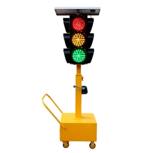 Portable Solar Traffic Light, red, yellow, green LEDs, traffic control, solar panel