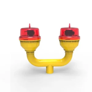 LED Double Aviation Obstruction Light, AH-LI-B2 model, red flashing lights, yellow housing