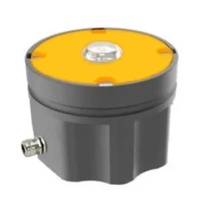 Helipad inset LED perimeter light, circular design, gray base, yellow top