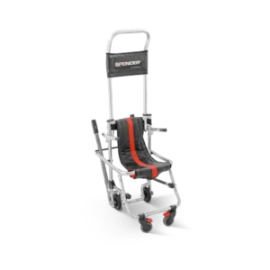 Spencer Skid-Ok Evacuation Chair, red and black, emergency rescue equipment, wheelchair