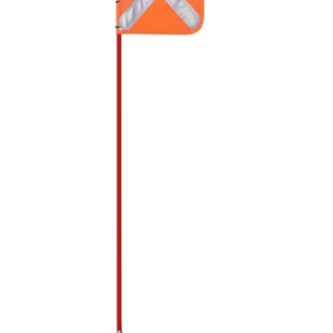 Orange safety flag with reflective X, vehicle safety equipment, warning flag